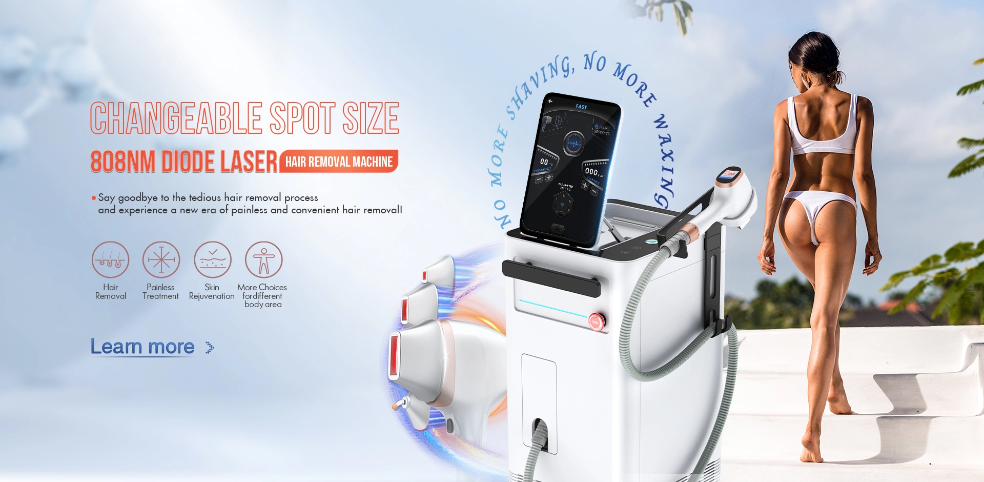 Changeable Spot Size 808nm Diode Laser Hair Removal Machine
